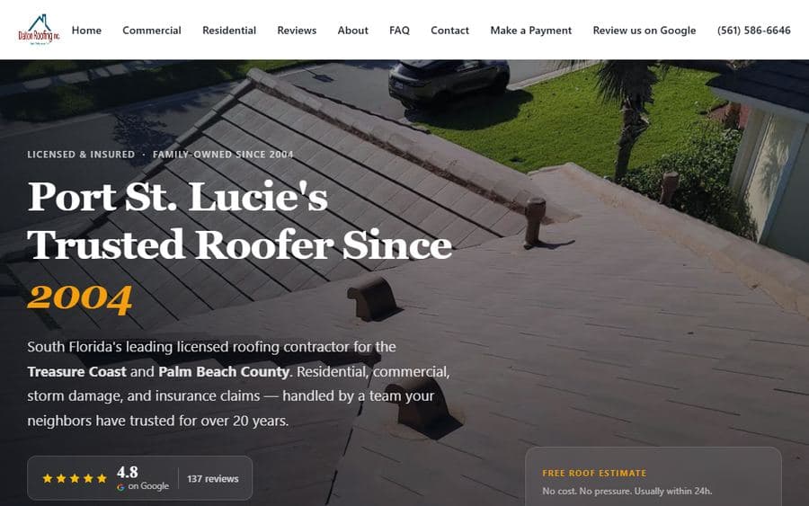 Screenshot of the live Dalton Roofing website built by Summit