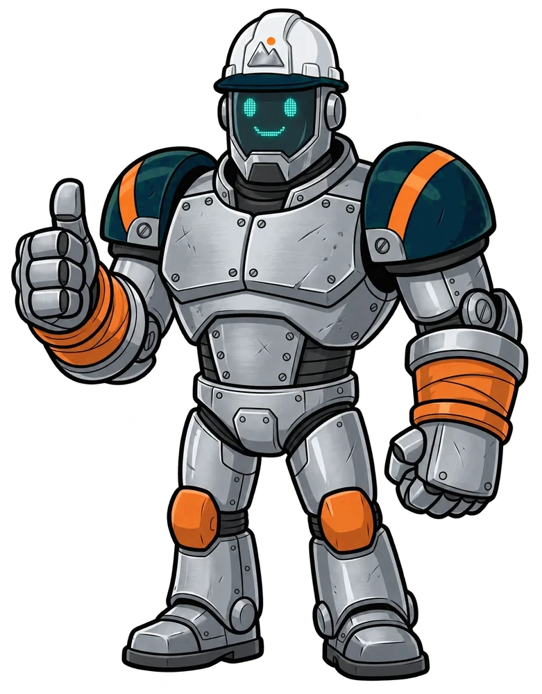 Foreman, the Summit crew robot, giving a thumbs up